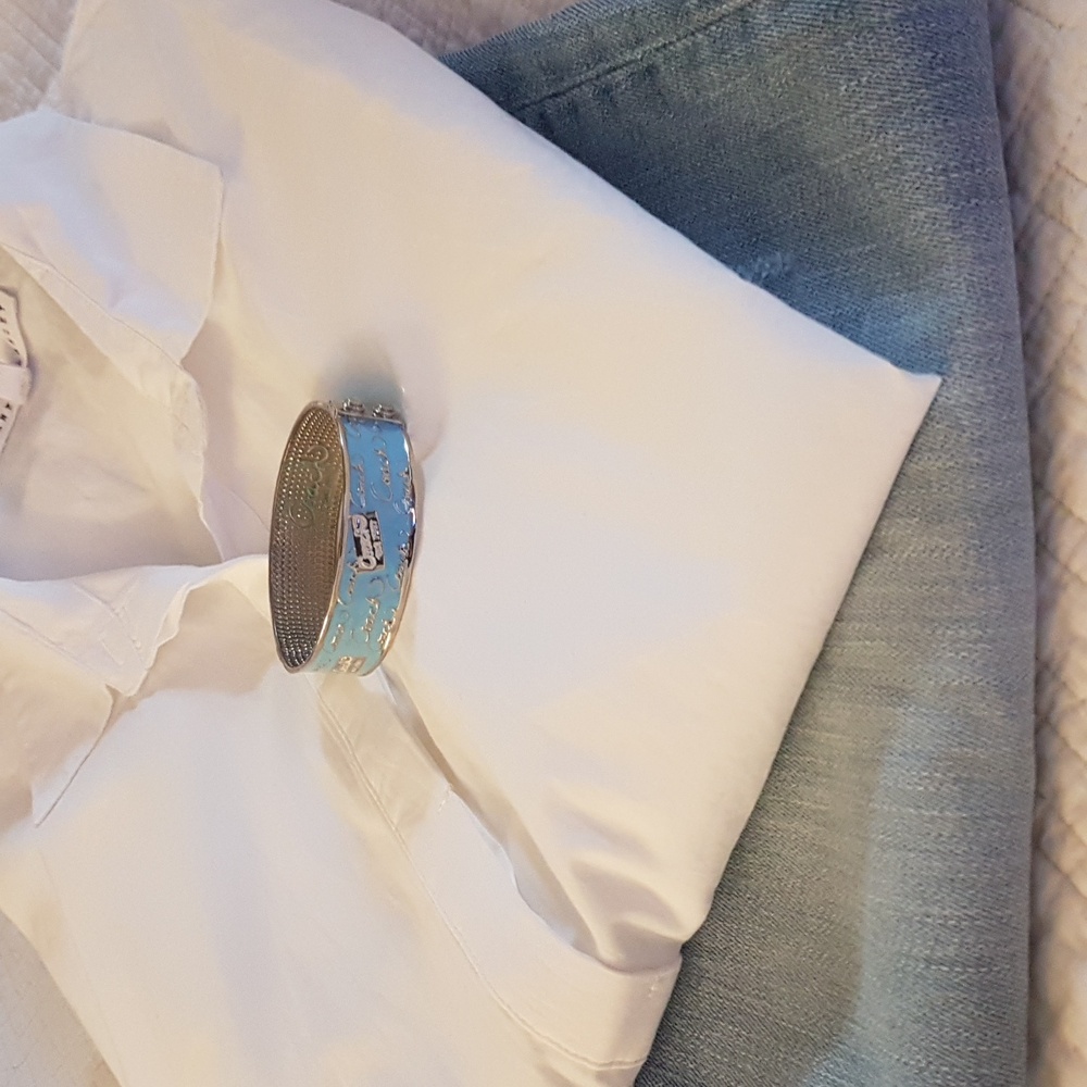 Coach Light Blue and Silver Logo Bangle